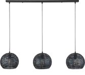 Hedendaagse 3-lamp hanglamp 3xØ26 cm halfrond in metaal met mozaïek effect bruin-zwarte kleurstelling
