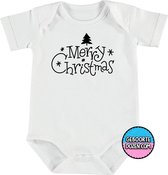 Romper - kerst - Merry Christmas - maat 62/68 - korte mouwen - baby - baby kleding jongens - baby kleding meisje - rompertjes baby - rompertjes baby met tekst - kraamcadeau meisje