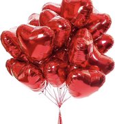 ballonen Hartjes Ballonnen Rood 12 Stuks | Folie Ballonnen set voor Valentijnsdag | Helium Ballon | Party Feest Ballonen | Romantische Versiering - 45cm