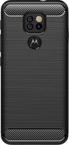 Shop4 - Motorola Moto G9 Play Hoesje - Zachte Back Case Brushed Carbon Zwart