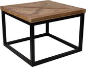 Salontafel Teak hout 55x55 cm - naturel wax/zwart