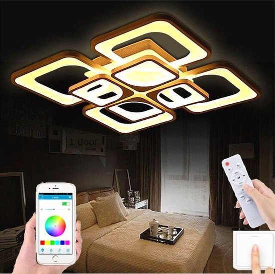 UnicLamps LED Bluetooth 4x4 - Plafondlamp Met Afstandsbediening - Smart lamp  Wit -... | bol.com