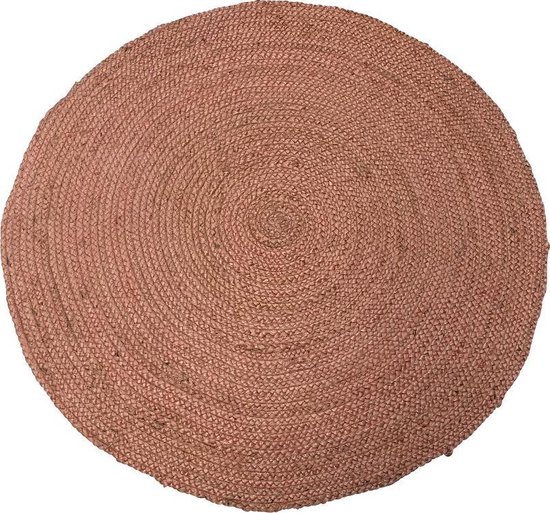 Rocaflor-vloerkleed-jute-rond-Peach-roze-120cm