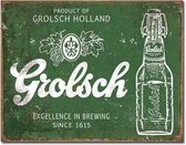 Metalen Retro Bord Grolsch Bier - Authentiek - Grolsch Metalen Bord