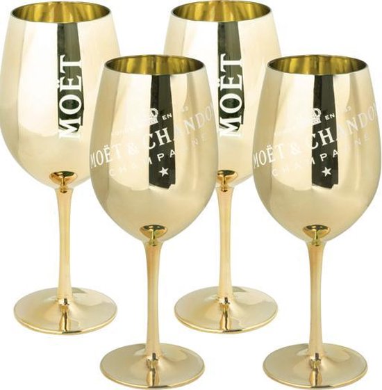 Flute à champagne avec inscription doré en verre H25cm