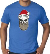 Grote maten Bad Santa fout Kerstshirt / Kerst t-shirt blauw voor heren - Kerstkleding / Christmas outfit 3XL