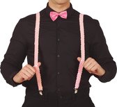 Boland party Carnaval verkleed bretels - pailletten lichtroze - heren/dames - verkleedkleding accessoires