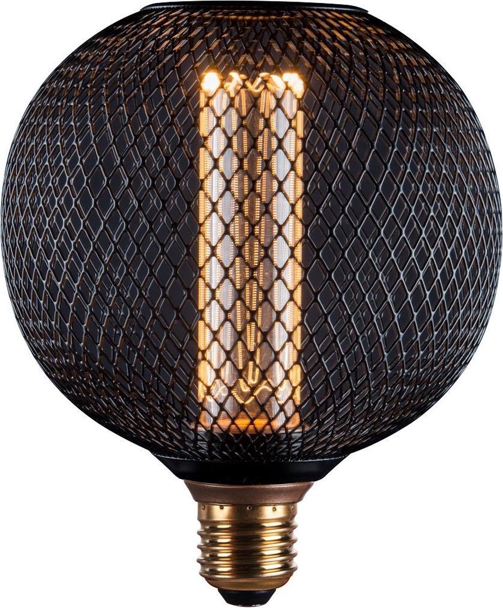 LED Cage Globe G125 Dimbare lamp Zwart metaal LED