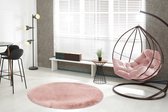 Lalee Heaven - ronde Vloerkleed - Tapijt – Karpet - Hoogpolig - Superzacht - Fluffy - Shiny- Silk look- rabbit- ROND 120x120 cm roze pink