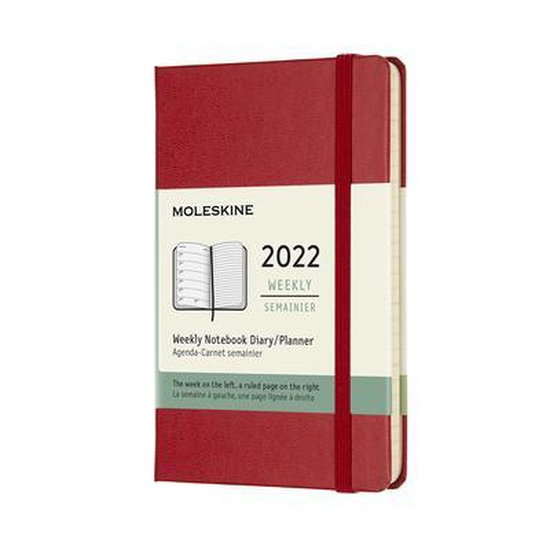 Moleskine 2022 Weekly Planner, 12m, Pocket, Scarlet Red, Hard Cover (3.5 X 5.5)