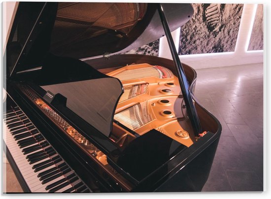 Acrylglas - Piano met Gouden Binnenkant - 40x30cm Foto op Acrylglas (Wanddecoratie op Acrylglas)