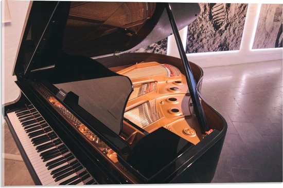 Acrylglas - Piano met Gouden Binnenkant - 60x40cm Foto op Acrylglas (Met Ophangsysteem)