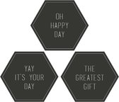 House Of Products Stickers - Cadeauversiering - Oh Happy Day, The Greatest Gift, Yay It's Your Day - Zwart - 24 Stuks