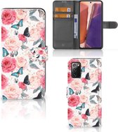 Smartphone Hoesje Geschikt voor Samsung Galaxy Note 20 Flipcase Cadeautjes voor Moederdag Butterfly Roses