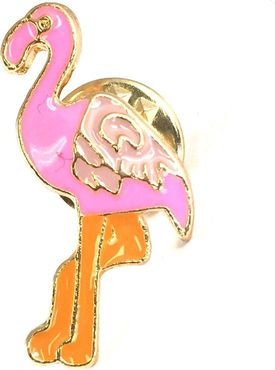 Flamingo Emaille Pin Roze 1.8 cm / 2.7 cm / Roze Oranje
