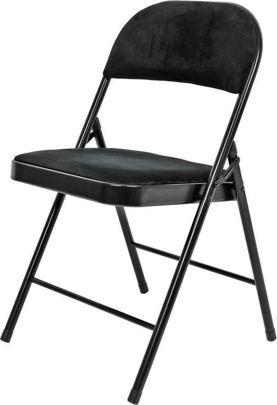 Sanders terugvallen Stevig Vouwstoel velvet zitvlak en rug bekleed - stoel - tafelstoel - klapstoel -  zwart /... | bol.com