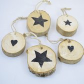 Set de 10 pendentifs de Noël assortis: environ Ø 9 x 2 cm: bois