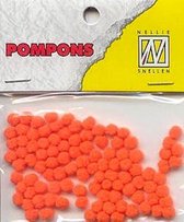 Nellie Snellen Pompoms Mini - 3mm - 100stuks - Col. 26 Neon Orange