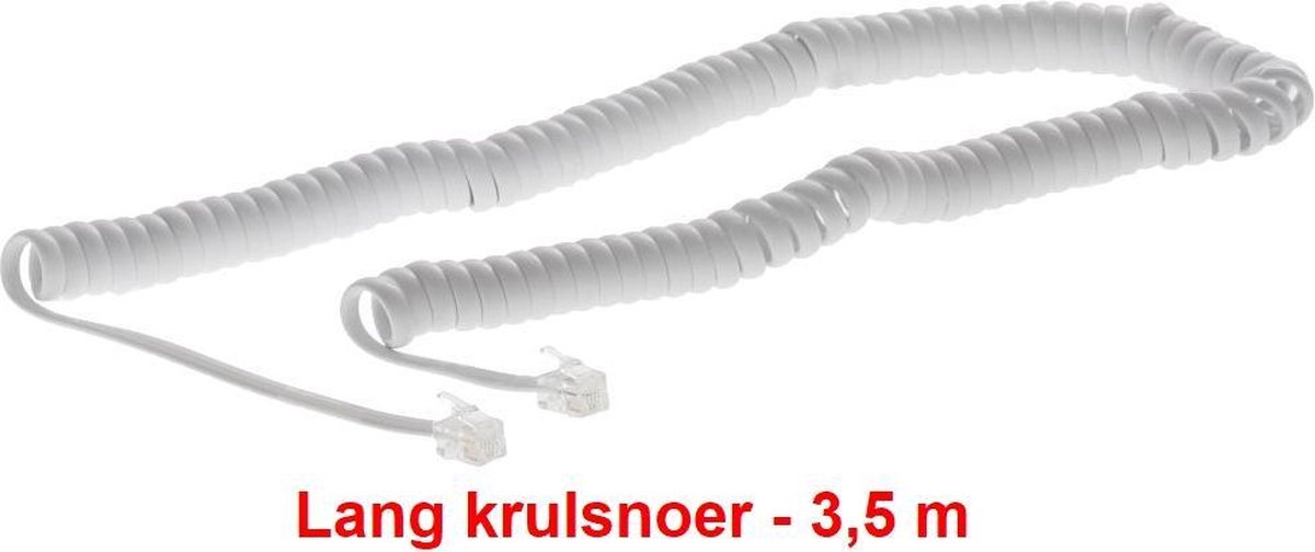 Telefoon KRULSNOER voor telefoonhoorn - lang - 3,5m - wit - spiraalkabel