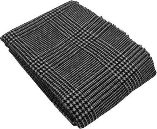 Heren 6% Wol Gebreide Sjaal voor Winter Herfst Casual Zakelijk Eenvoudig Chique Gentleman 180 x 30 cm - A02 Klein Geruit Grijs Zwart