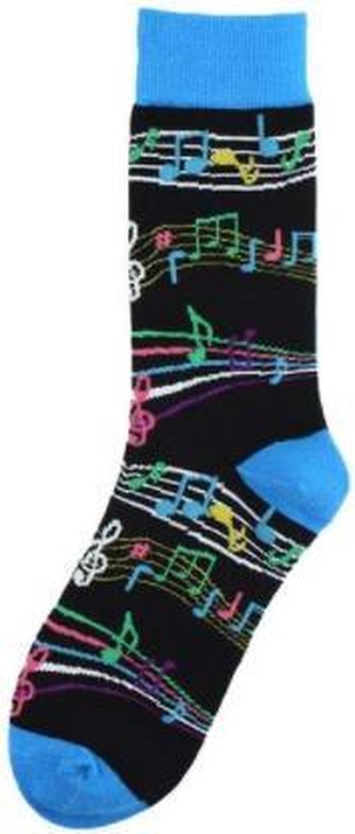 Heren sokken - zwart / blauw - print noten / muziek - 40-44