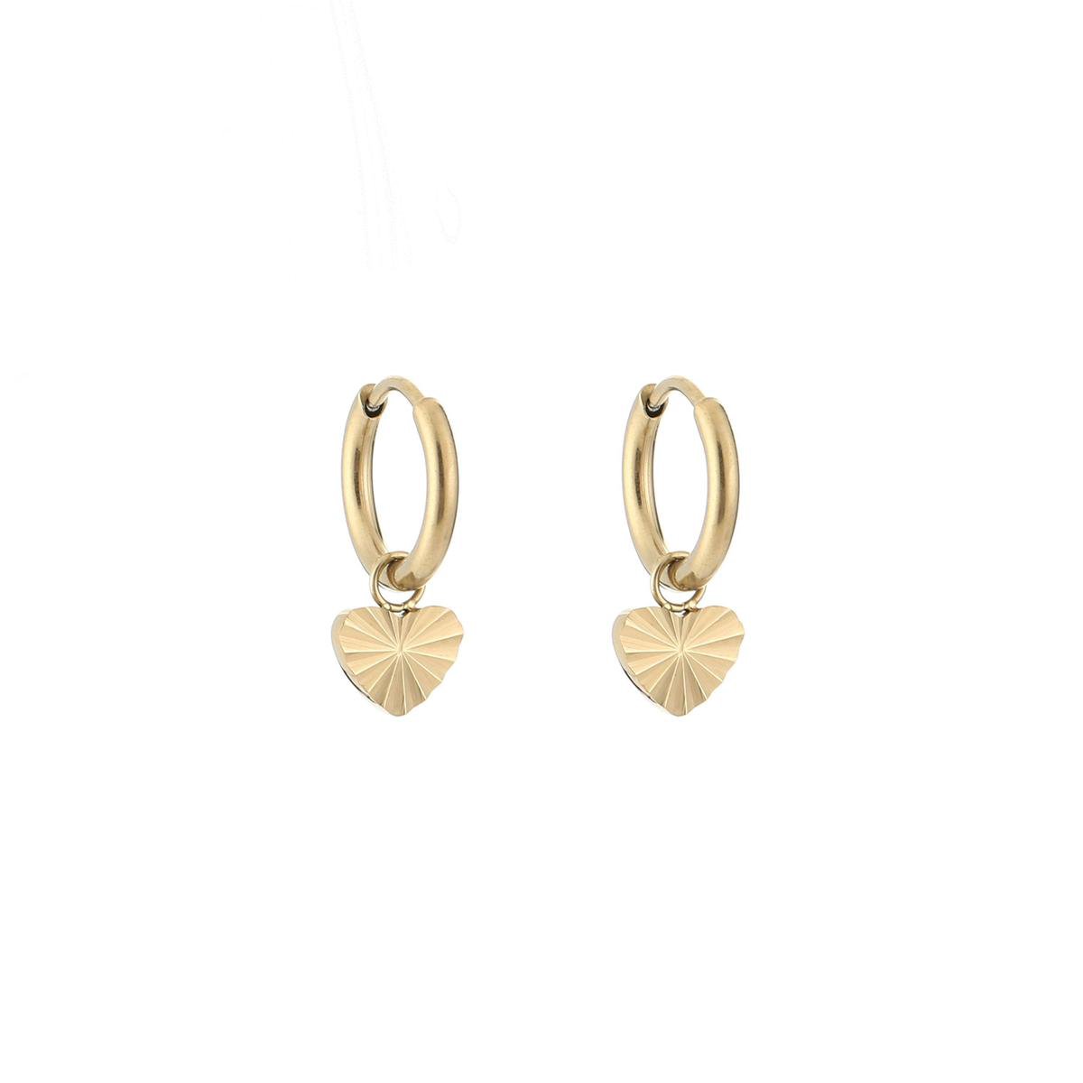 Oorbellen heart printed - Oorbellen hartje - Minimalistic - Stainless Steel - Dames