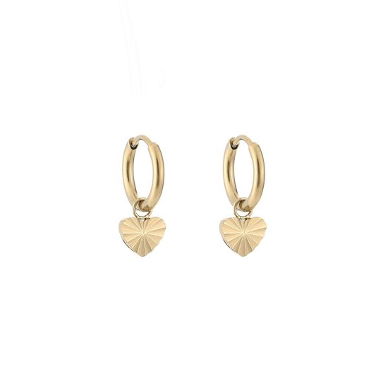 Boucles d'oreilles coeur imprimé - Boucles Boucles d'oreilles coeur - Minimaliste - Acier inoxydable - Femme