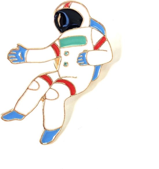 Broche émail astronaute dans l'espace 3,9 x 2,7 cm
