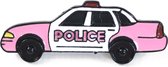 Emaille Pin Van Een Roze Politie Auto Met Police Tekst 4 cm / 1.5 cm / Roze Wit Zwart