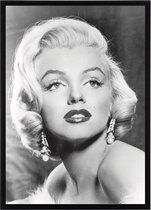 Poster In Zwarte Lijst - Marilyn Monroe - Zwart/Wit - Large 70x50 cm - Vintage - Movie