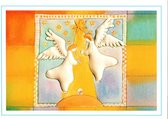 Carte postale Noël - Étoile brillante avec des anges