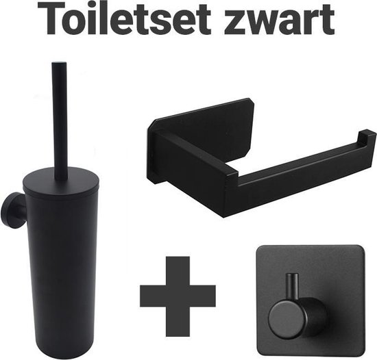 alliantie voorjaar verkiezing Waal© Premium toilet set Zwart - Toiletrolhouder - Toiletborstel - Haakje -  WC... | bol.com