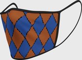 Duopack: Bruin/blauw geruit patroon wasbaar mondmasker - M / Stoffen mondkapjes met print / Wasbare Mondkapjes / Mondkapjes / Uitwasbaar / Herbruikbare Mondkapjes / Herbruikbaar / Ov geschikt