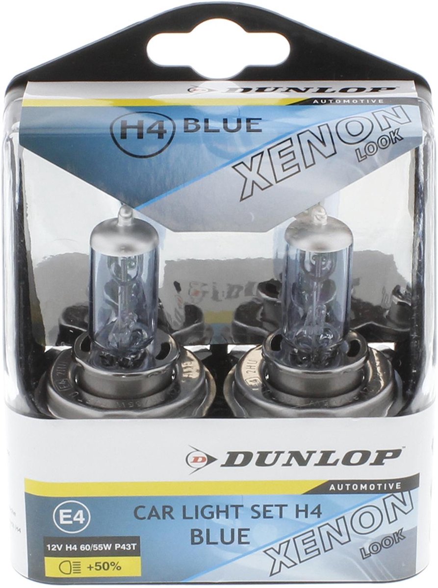 Gezond eten excuus Aanwezigheid Dunlop Autoverlichting - Blue H4 - Xenon Look - Set van 2 stuks - Auto  accessories... | bol.com