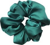 Scrunchie XL - blauw/groen - satijn - satin - elastiek - haarelastiek - haarscrunchie