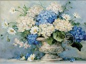Diamond Painting Volwassenen - Hortensia - fotoformaat 40x50cm - Volledige dekking - Ronde steentjes - Hydrangea - Bloemen