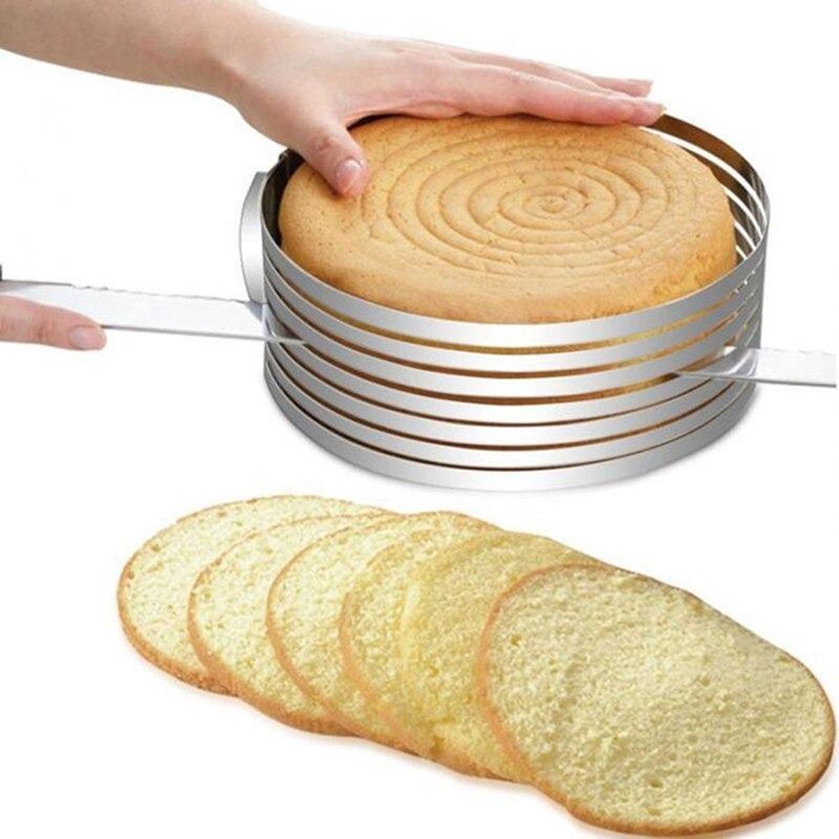 ✿BrenLux - Taartsnijder verstelbaar - Gebak - Bakken - GRATIS spatel - Springvorm taartsnijder 15 tot 20 cm - Feesttaarten - Makkelijk taart cake snijden - Cake snijder vorm