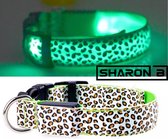 LED HALSBAND VOOR JE HOND | Groen Leopard Maat XL | Verlichte halsband voor honden | Verkrijgbaar in S t/m XL en in meerdere kleuren | LED hals band | LED hondenriem | LED hondentu