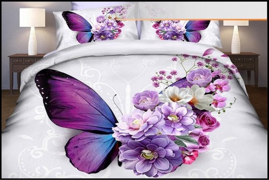 Beddengoed - Bed overtrek - Deken - kussen - Beddengoed met vlinder -  Beddengoed set... | bol.com