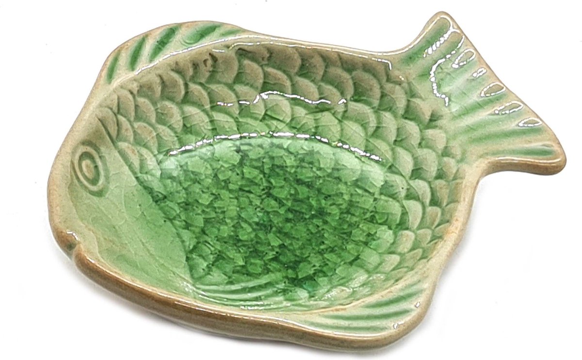 Amuseschaaltje - Visvormig schaaltje groen 9.5 cm (2 stuks)