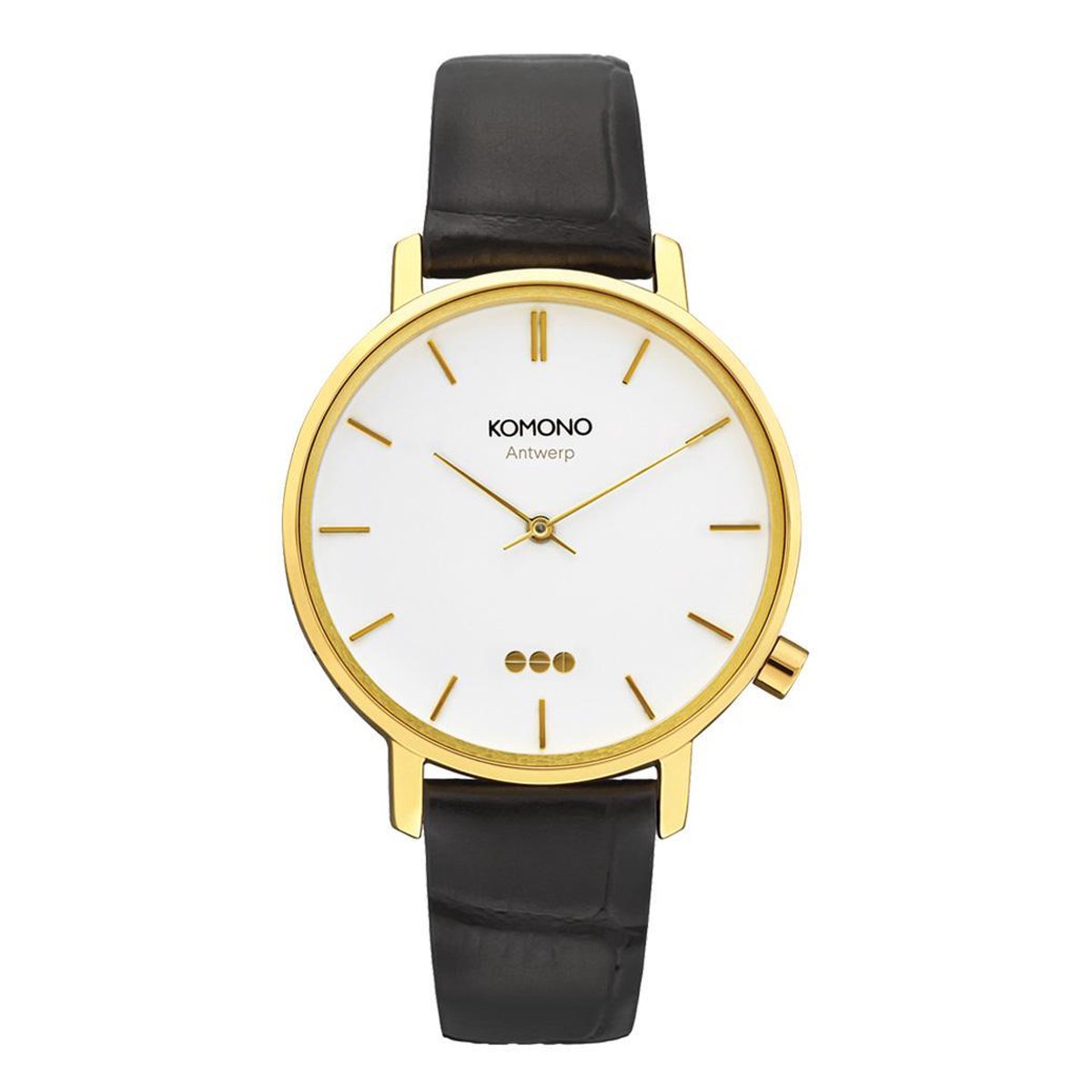 Komono Harlow Croco Black Horloge W4142 Zwart Leer