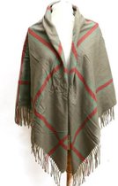 Dames warme sjaal/omslagdoek legergroen 140/140cm