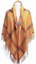 Dames warme sjaal/omslagdoek okergeel 140/140cm