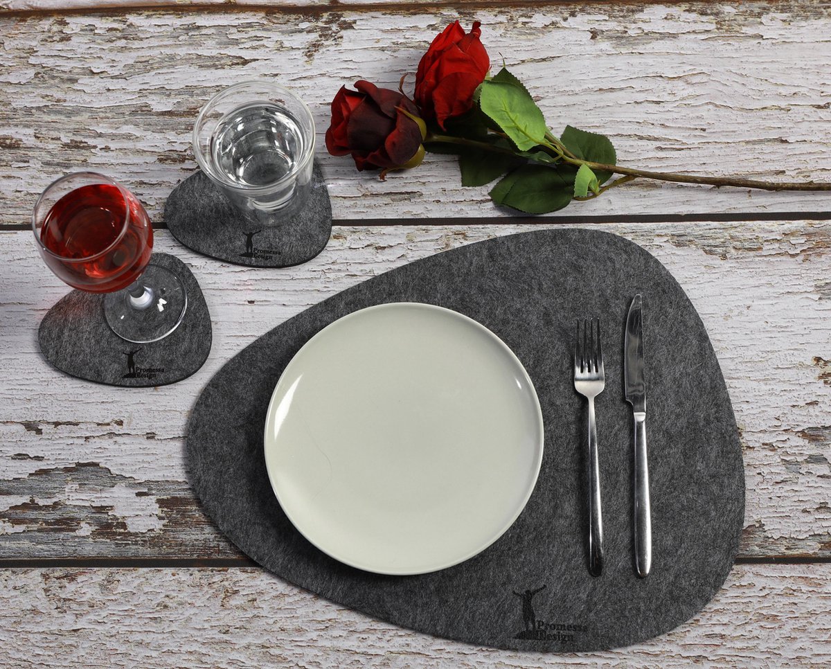 PromessaDesign Vilten placemats stijlvol steendesign 5 mm dik Vilten tafelmat in...