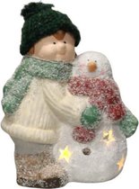 LED Theelicht met Kind en Kerstman 15x17x9cm
