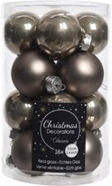 Decoris Kerstballen Mix - 16 stuks Kerstballen in bruine tinten - Glans en Mat -  Ø3.5 cm - Kerstboomversiering - Kerstdecoratie - Plastic Kerstballen