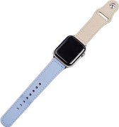 Geschikt voor Apple Watch bandje 42 / 44 / 45 mm - Series 1 2 3 4 5 6 7 SE - Smartwatch iWatch horloge band - 42mm 44mm 45mm - Fungus - PU Leer - Wit - Druksluiting