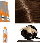 XP100 haarverf pakket kleur 8.35  Lichtblond & Goud & Mahonie (1x 100ML) met 9% waterstof ( 1x 250ML) incl verfbakje, kwast, maatbeker, puntkam en handschoenen