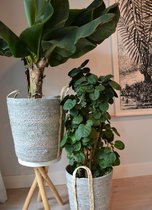Rieten mand XXL - naturel grijs (37x38) - gevlochten mand voor planten | BALI. Lifestyle