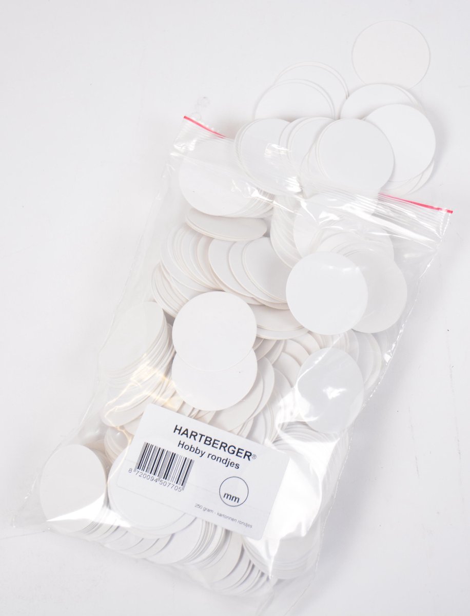 Hartberger Hobby rondjes – 250 gram - diameter: 35 mm - DIY hobby knutsel karton rondjes - ook geschikt als labels kraftpapier